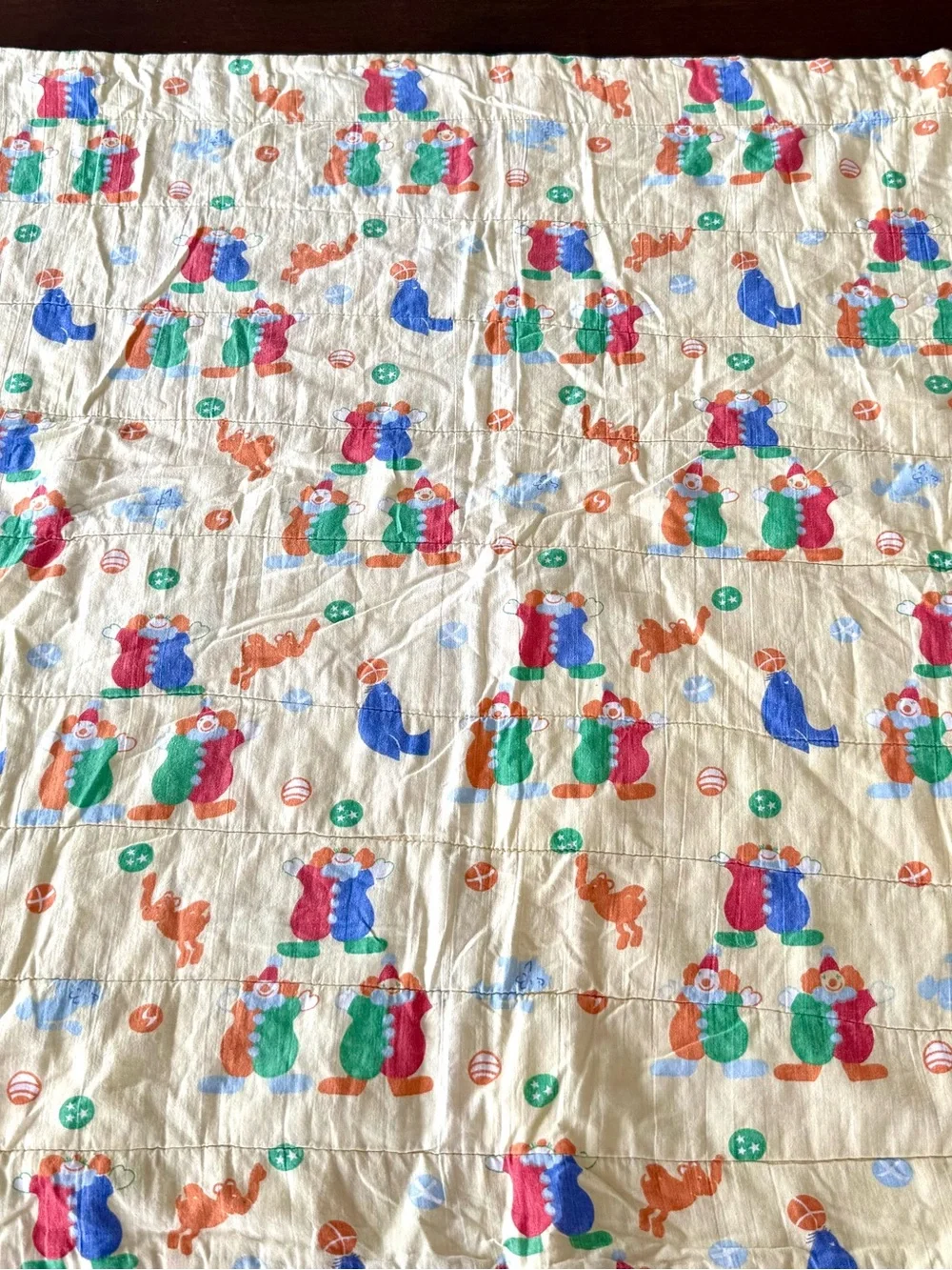 Vintage Clown Baby Quilt Nursery Crib Blanket Lap Quilt 29x39 Circus Theme